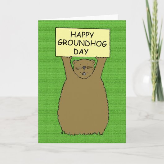 Carte Bande dessinée heureuse de jour de Groundhog (Devant)