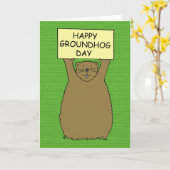 Carte Bande dessinée heureuse de jour de Groundhog (Fleur jaune)