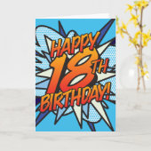 Carte Bande dessinée HEUREUX 18E ANNIVERSAIRE bleu (Fleur jaune)