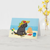 Carte Bande dessinée noire de chapeau de paille de chiot (Fleur jaune)