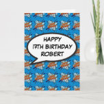 Carte Bande dessinée personnalisée Pop Art JEUX ANNIVERS<br><div class="desc">Fun super-héros tendance bande dessinée pop personnalisable cartes de célébration d'anniversaire. Traitez une personne spéciale lors de sa journée spéciale !
Conçu par ComicBookPop© à l'adresse www.zazzle.com/comicbookpop*</div>