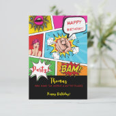 Carte Bande dessinée pop art anniversaire (Debout devant)