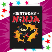 Carte Bande dessinée Style Super fête Anniversaire Ninja