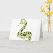 Carte Bande dessinée verte mignonne de serpent (Fleur jaune)