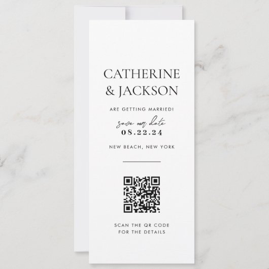 Carte Bande photo moderne Qr Code Mariage Enregistrer la (Dos)