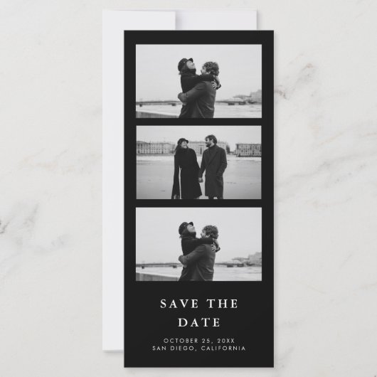 Carte Bande Photo QR Code Noir Mariage Enregistrer La Da (Devant)
