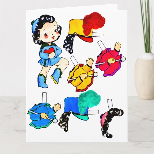 Carte Bande scolaire Papier de fille Poupée Couper l'acc (Devant)