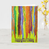 Carte Bandes arc-en-ciel d'art Abstrait Peinture d'anniv (Fleur jaune)