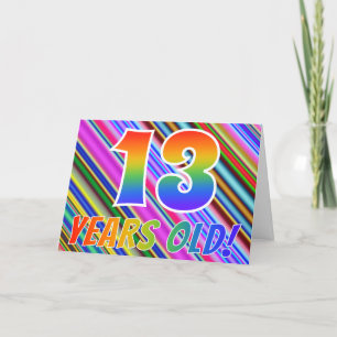 Carte Bandes colorées + Motif arc-en-ciel "13 ans !"