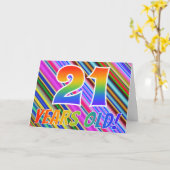 Carte Bandes colorées + Motif arc-en-ciel "21 ans !" (Fleur jaune)