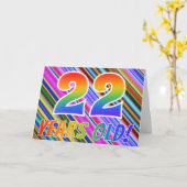 Carte Bandes colorées + Motif arc-en-ciel "22 ans !" (Fleur jaune)