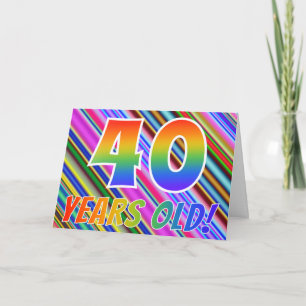 Carte Bandes colorées + Motif arc-en-ciel "40 ans !"