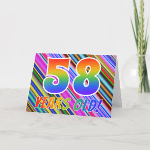 Carte Bandes colorées + Motif arc-en-ciel "58 ans !"