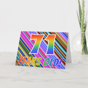 Carte Bandes colorées + Motif arc-en-ciel "71 ans !"