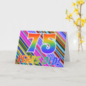 Carte Bandes colorées + Motif arc-en-ciel "75 ans !" (Fleur jaune)