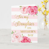 Carte Bandes roses Fleurs roses Fête des mères Fille (Fleur jaune)