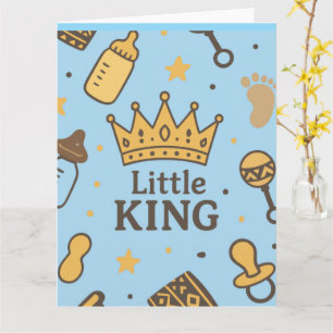 Carte "Bannière de Baby shower Little King - Blue & Gold
