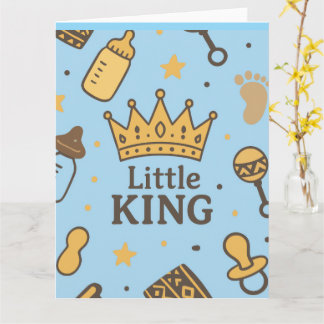 Carte "Bannière de Baby shower Little King - Blue & Gold