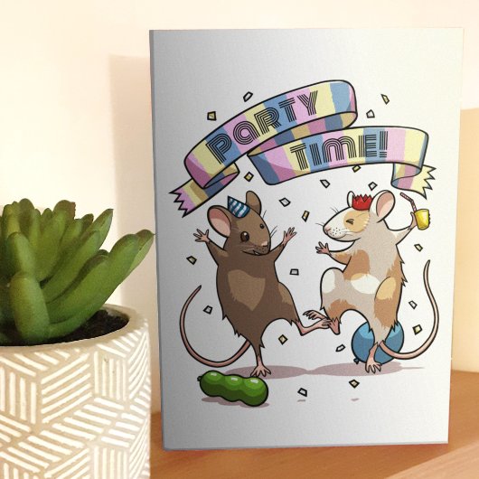 Carte Bannière de fête Danse de souris Confetti et ballo