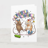 Carte Bannière de fête de souris dansantes Confetti et b (Devant)