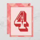 Carte Bannière de typographie rose Numéro "4" (Devant / Derrière)