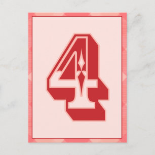 Carte Bannière de typographie rose Numéro "4"