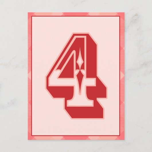 Carte Bannière de typographie rose Numéro "4" (Devant)