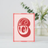 Carte Bannière de typographie rose Numéro "6" (Debout devant)