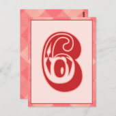 Carte Bannière de typographie rose Numéro "6" (Devant / Derrière)