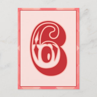 Carte Bannière de typographie rose Numéro "6"