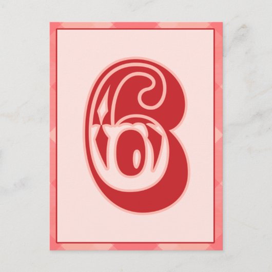 Carte Bannière de typographie rose Numéro "6" (Devant)