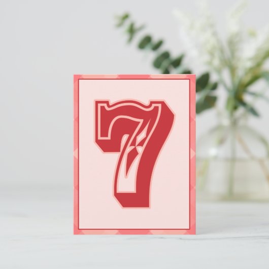 Carte Bannière de typographie rose Numéro "7" (Debout devant)