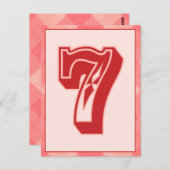Carte Bannière de typographie rose Numéro "7" (Devant / Derrière)