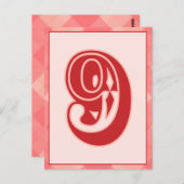 Carte Bannière de typographie rose Numéro "9" (Devant / Derrière)