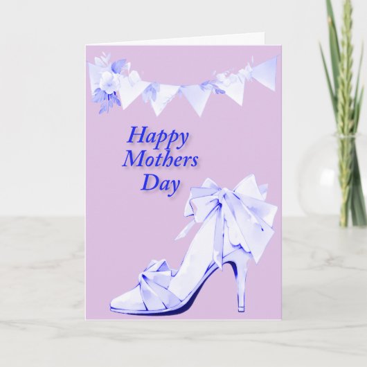 Carte Bannière et chaussure en rose et bleu (Devant)