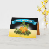 CARTE BANNIÈRE 'HAPPY HALLOWEEN' (Fleur jaune)