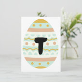 Carte Bannière "T" décorée en forme d'oeuf de Pâqu (Debout devant)