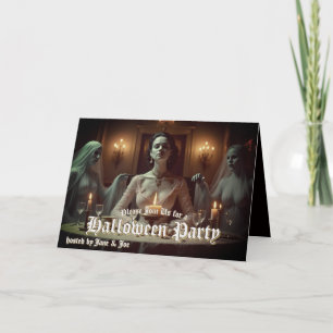 Carte Banquet gothique d'Halloween à la lumière des boug