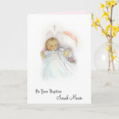 Carte Baptême Bébé Fille Bénédiction de baptême (Fleur jaune)