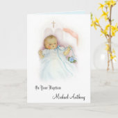 Carte Baptême Bébé Garçon Christening Bénédiction (Fleur jaune)