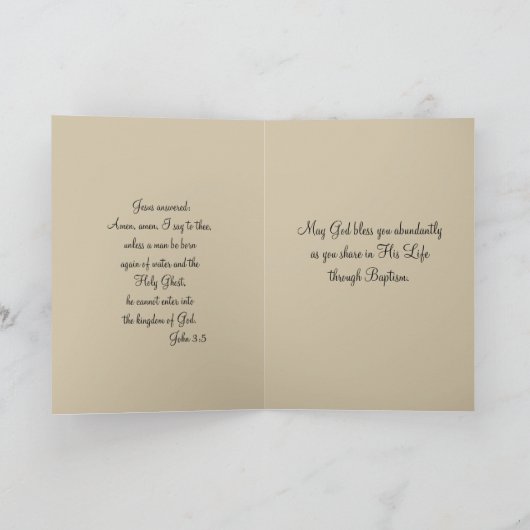 Carte Baptême Blessure Bébé avec Croix (Intérieur)