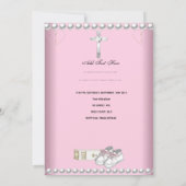 Carte Baptême Christening Fille Rose Blanc (Dos)