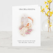 Carte Baptême Christening Scriptural Bébé Fille Roses (Fleur jaune)