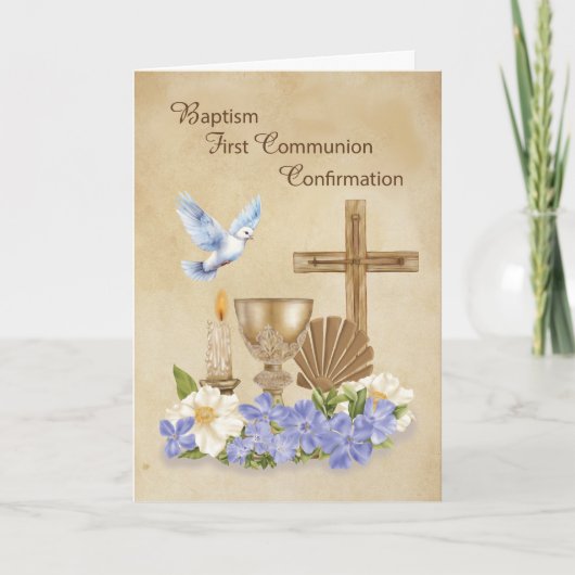 Carte Baptême Communion Confirmation RCIA Félicitations (Devant)