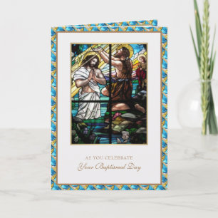 Carte Baptême d'adulte catholique Verre teinté religieux