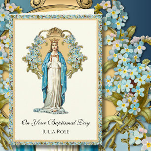 Carte Baptême de bébé Christening Religieux Vierge Marie