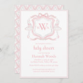 Carte Baptême de bébé Grandmillennial Monogramme Balleri (Devant / Derrière)