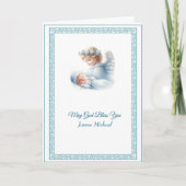 Carte Baptême de bébé personnalisable avec ange (Devant)