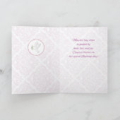 Carte Baptême de fille Bénédiction Croix rose Fils de Da (Intérieur)