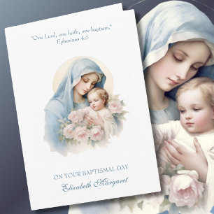 Carte Baptême de filleule Fille bébé Baptême Marie Jésus